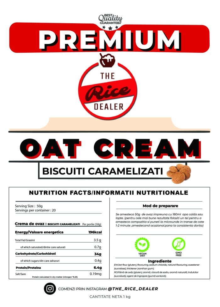 Crema de Ovaz instant 1kg -  Biscuiti Caramelizati - imagine 2