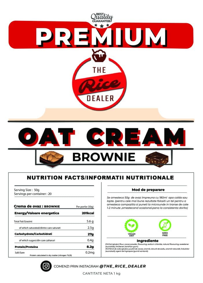 Crema de Ovaz instant 1kg -  Brownie - imagine 2