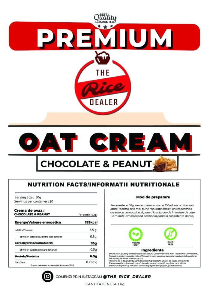 Crema de Ovaz instant 1kg - Choco&Peanut - imagine 2