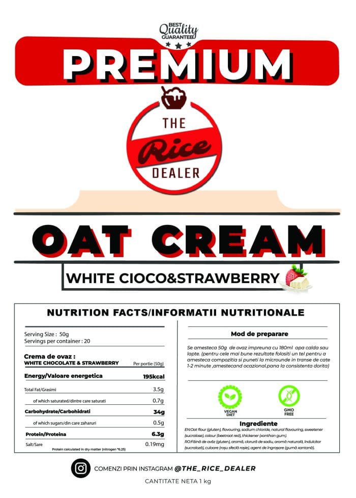 Crema de Ovaz instant 1kg – White Cioco Strawberry - imagine 2