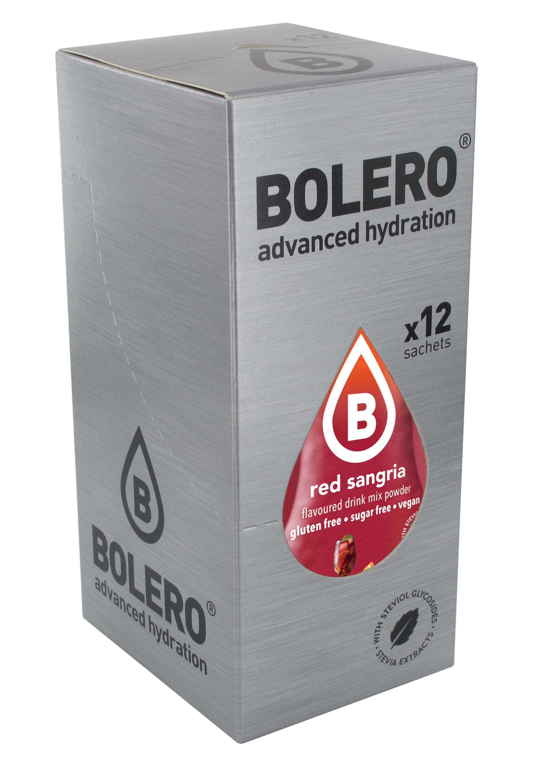 box-Bolero12_Red Sangria_left BOLERO® Red Sangria (12x9g) – Băutură Instant Fără Zahăr, Zero Calorii - imagine 3